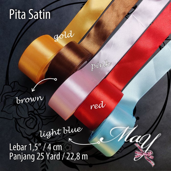 

Pita Satin 1,5" - 4 cm untuk Buket, Kado, hiasan, Ikat Rambut