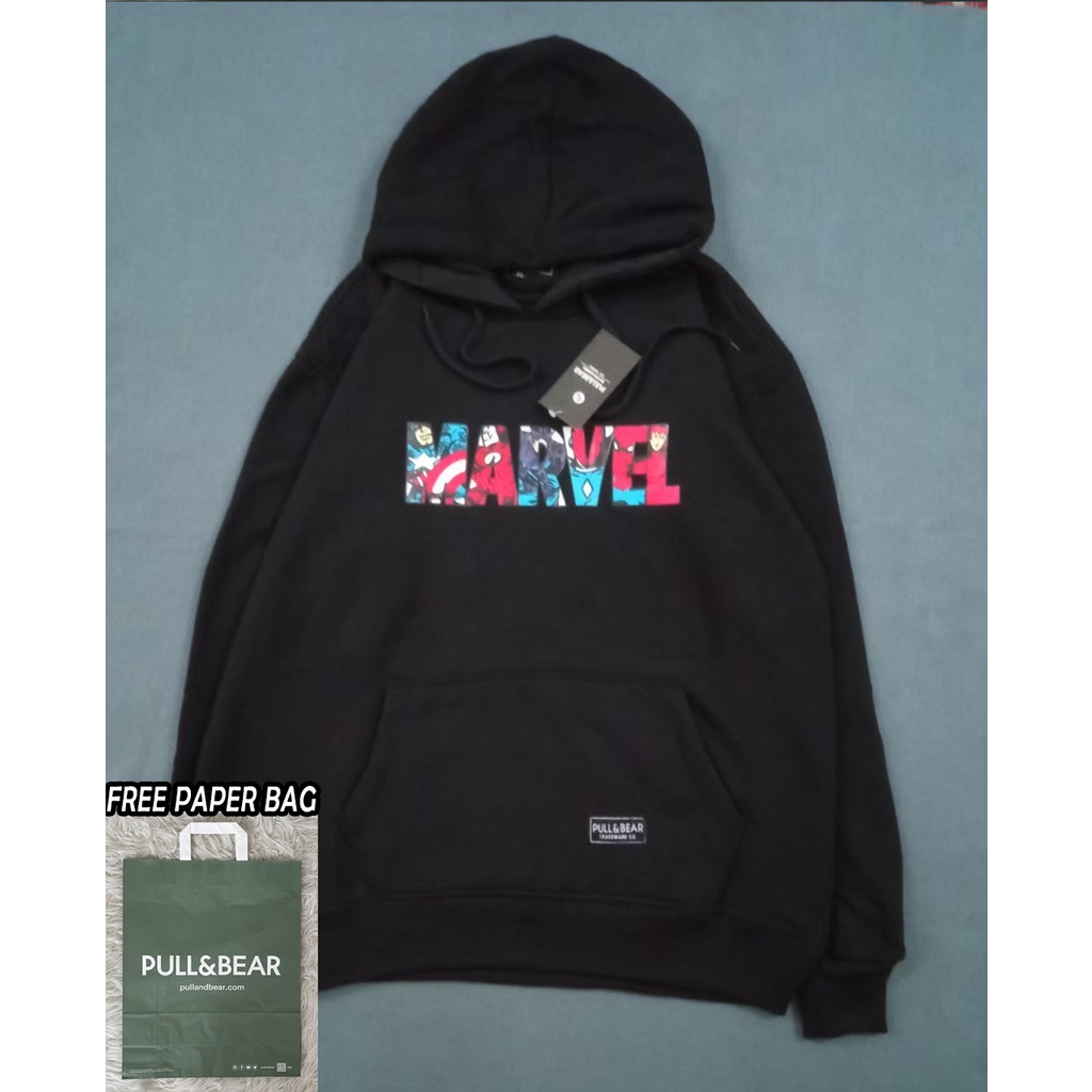 {FREE PAPER BAG} Jaket Hoodie Sweater Marvel Full Lebel &amp; Hantag Pull &amp; Bear Premium Quality