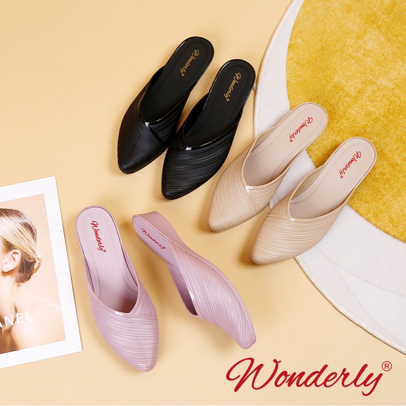 Wonderly Sepatu Wanita Wedges Motif Kerut Jelly A912-2 PVC