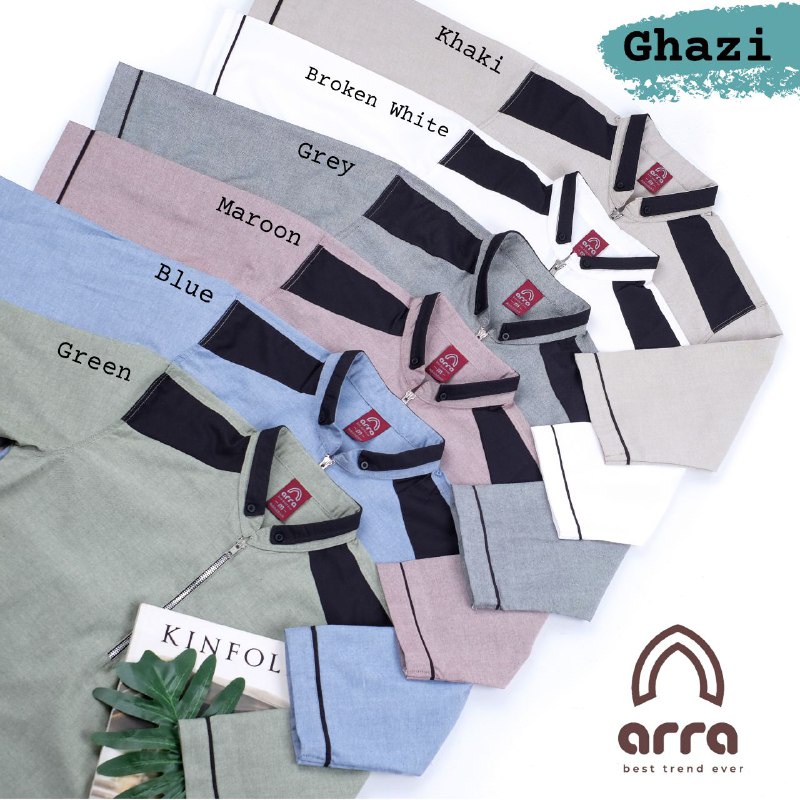 Arra Baju Koko Ghazi Kurta Pakistan Pria Couple Ayah dan Anak Laki-Laki Lengan Pendek 3/4 Baju Koko Muslim Pasangan Kekinian Koko Muslim Pria Dewasa Original Premium