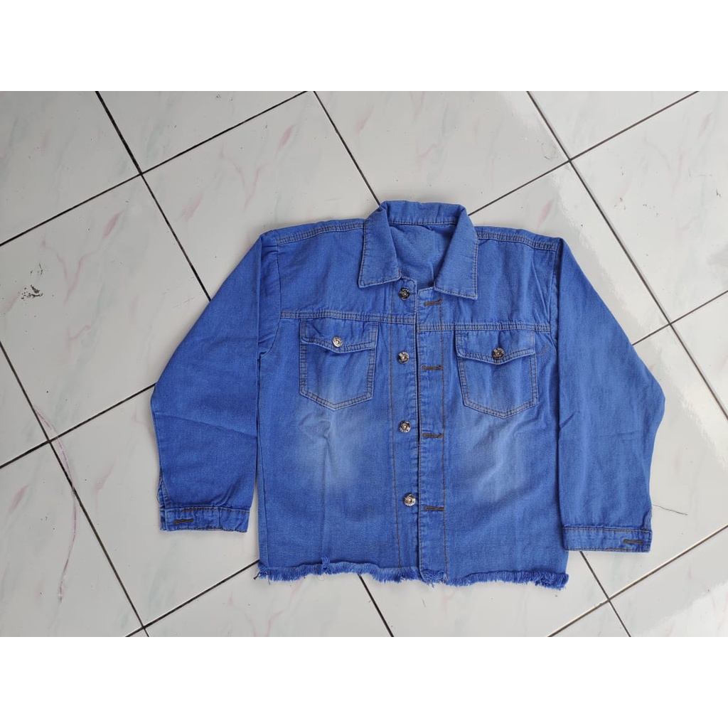 Jaket Jeans Oversize Bio Blitz Bio Wash Blue Black Hitam Bio Blue Bio Pudar