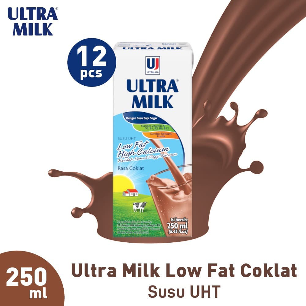 

PROMO 1/2 CARTON ULTRA MILK LOW FAT COKLAT 250 ML TERMURAH