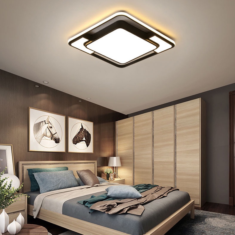 Golden LED Lampu Plafon LED 3 Warna Bentuk Persegi Gaya Nordic Minimalis Untuk Dekorasi Ruang Tamu / Kamar Tidur