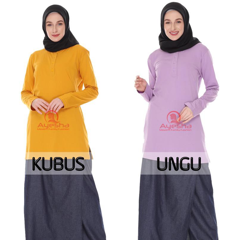  Baju  Kaos Muslimah Polos  Kancing Depan Remaja Terbaru 