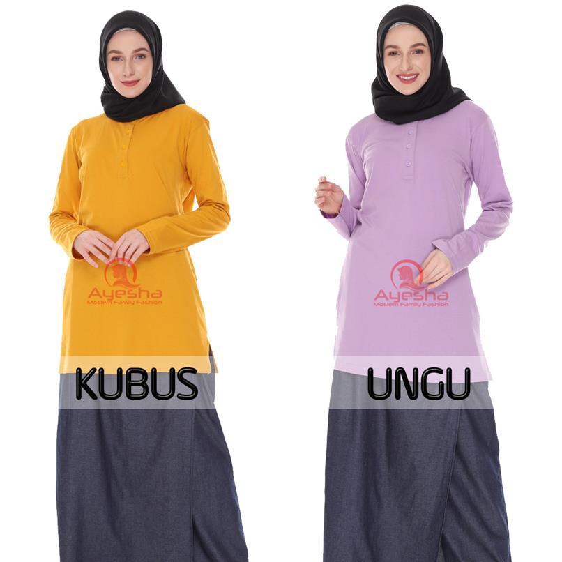  Baju  Kaos  Muslimah  Polos Kancing Depan Remaja Terbaru 