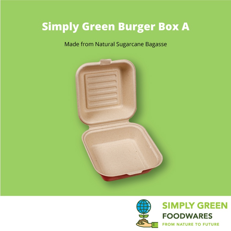 

6x6" Ecofriendly Burger Box - Kotak Makan Bagasse Coklat (50pcs/pack)