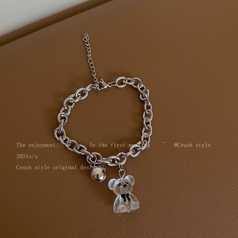 Cute Resin bear girlfriends' gelang wanita 2021 baru fashion ins sederhana gaya dingin Temperamen ma