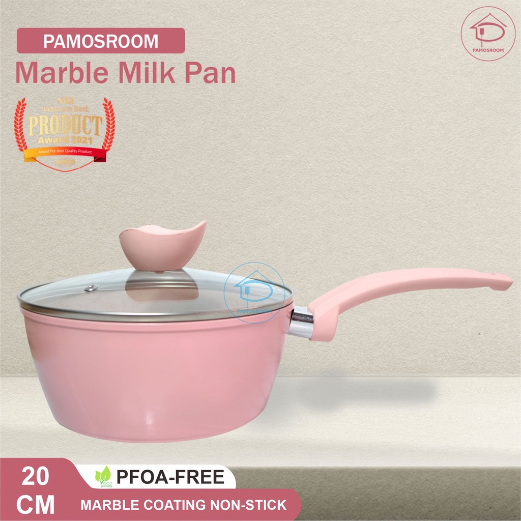 Pamosroom Milk Sauce Pan 20cm Granite Marble Coating Granit Anti Lengket Premium Quality Cookware an