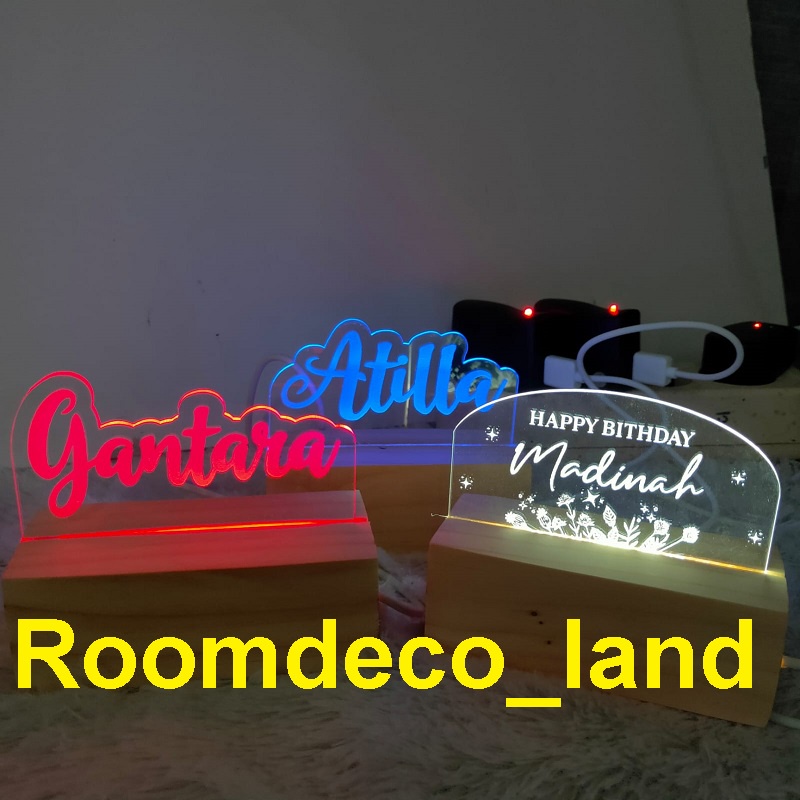 10x5 cm FREE BOX Lampu Akrilik Lampu Tidur Lampu Wisuda Lampu Nama Outline