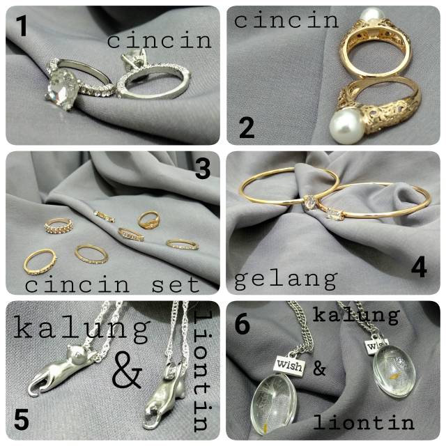 Perhiasan Imitasi Cincin, Gelang, Kalung Liontin