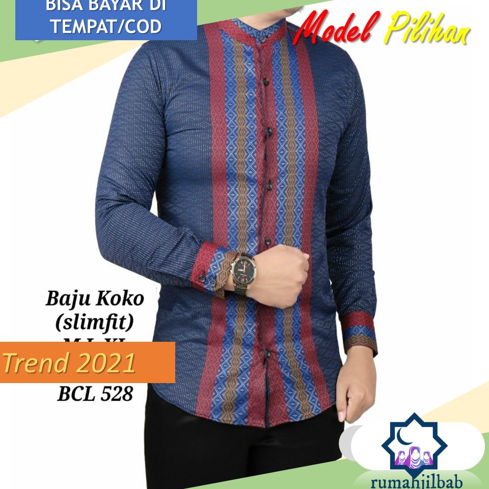 Baju Koko Pria Muslim Mature Violet Trend 2021 Ala Santri Modern BCL 528