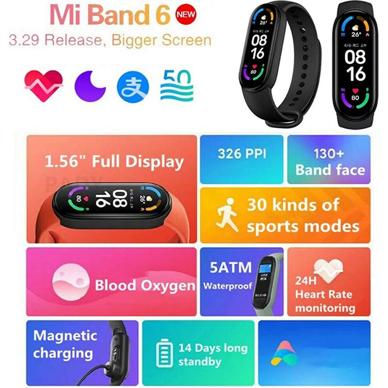 Smart Band 6 AMOLED Screen SPO2 Smartwatch Waterproof Smart MiBand