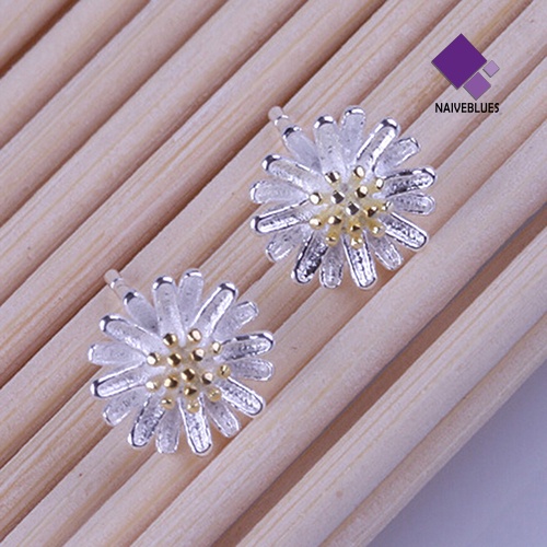 Anting Stud 925 Sterling Bentuk Bunga Matahari Daisy Untuk Wanita