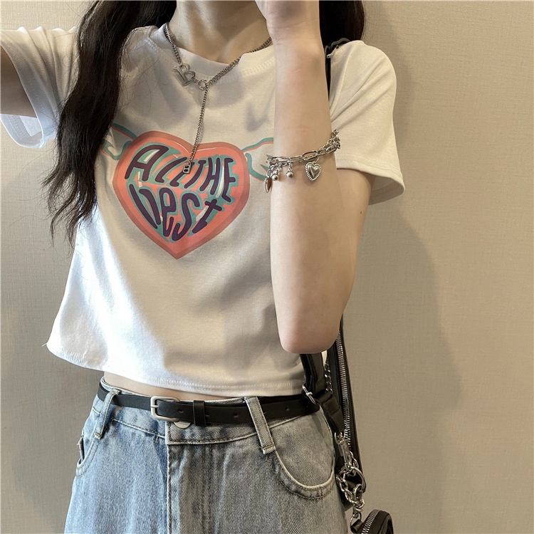 [littlecrab] Kaos Crop Wanita All The Best Atasan Wanita Trend Kekinian Atasan Korea Korean Style