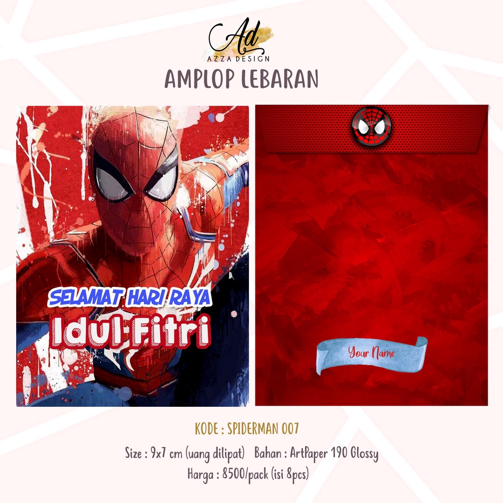 Amplop Lebaran Custom (Preorder) Design Spiderman