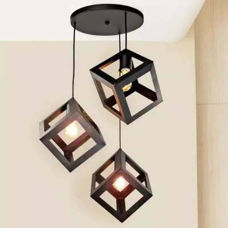 LAMPU HIAS GANTUNG KUBUS 3 IN 1+ BOHLAM 3 PCS