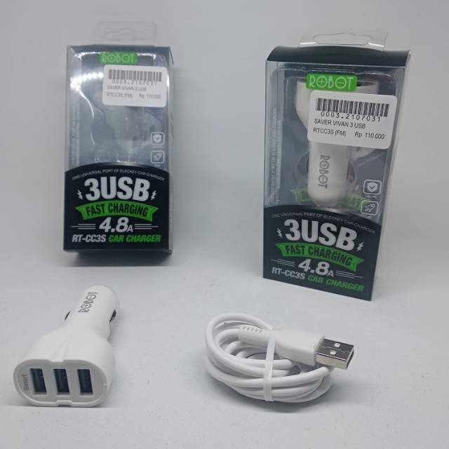 SAVER/CHARGER MOBIL ROBOT 3USB RTCC3S