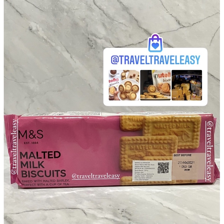 M&S M & S Mark Spencer Malted Milk Biscuit Biskuit 200gr Food Malted Cookies Marks Spencer Food