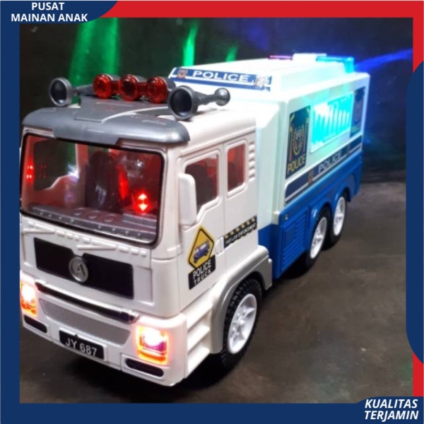 Mainan Anak Mobil Truk Polisi Berlampu Dan Musik / Mobilan Police Truck JY685 Kado Ulang Tahun