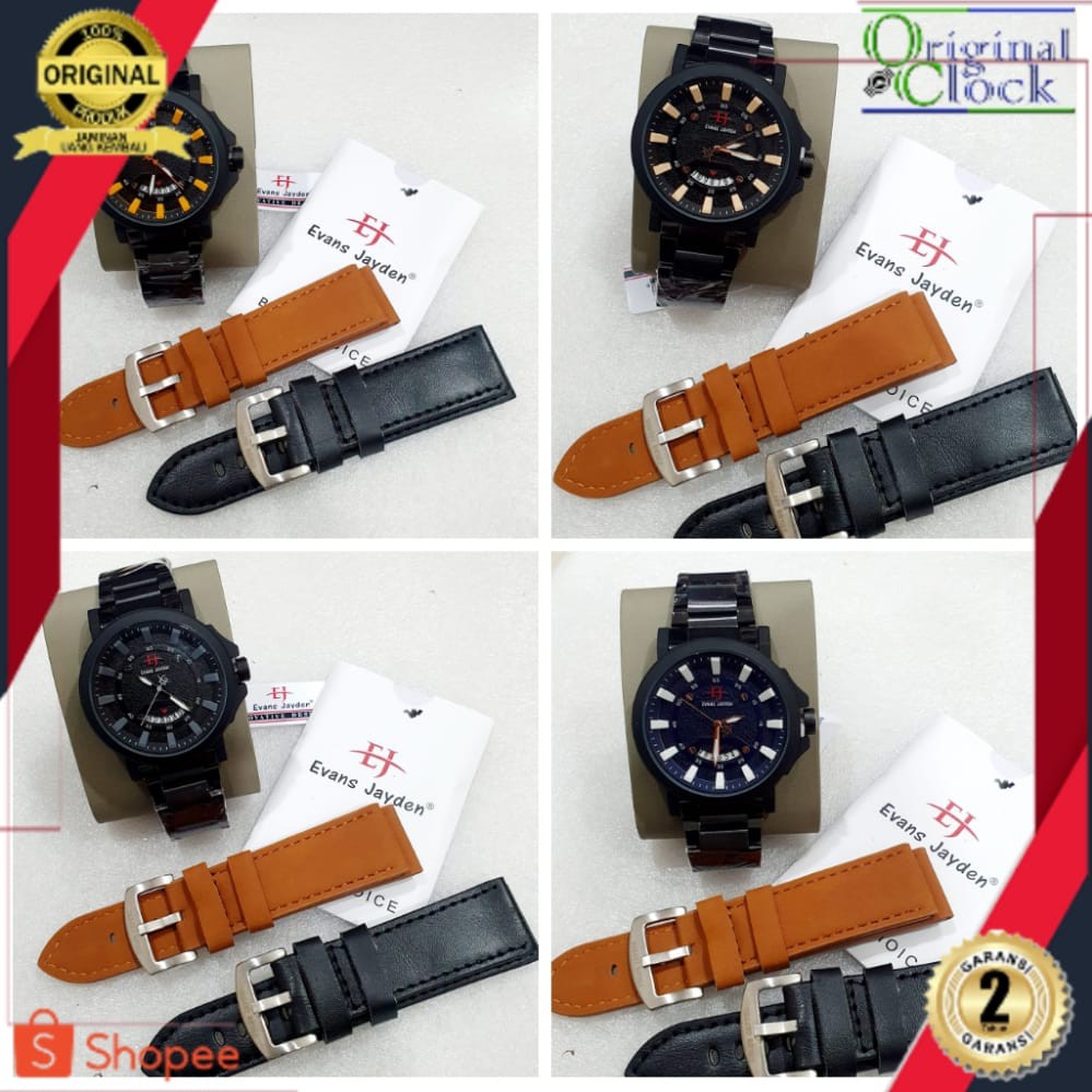 JAM TANGAN PRIA WANITA | RANTAI | KULIT | KARET | MURAH | PRIA EVANS JAYDEN 5002 STRAP STAINLESS STE