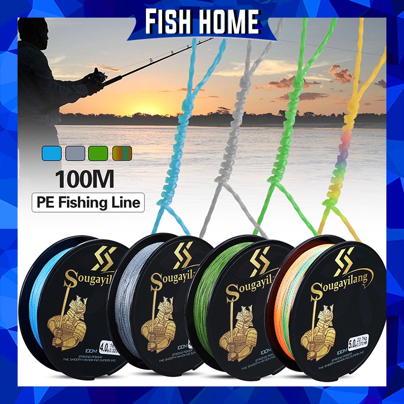 Pancing Super Kuat 100 M PE Jalinan Multicolor 4 Helai Unggul Tahan Abrasi Anti-gigitan Multifilamen Pancing untuk Memancing Ikan Mas