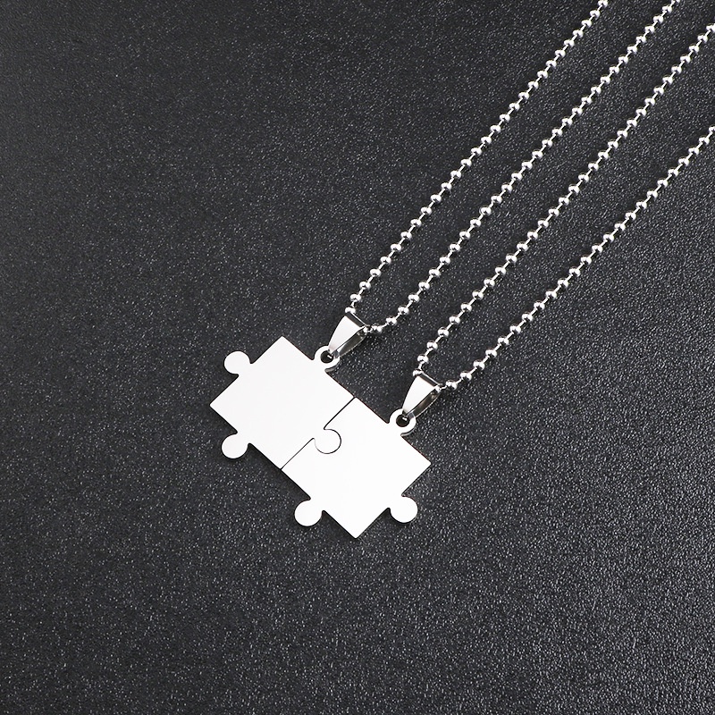 Kalung Liontin Puzzle Bahan Titanium Untuk Pria