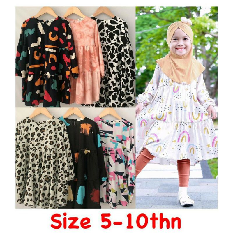 Dress tunik anak rayon zada 5-10th