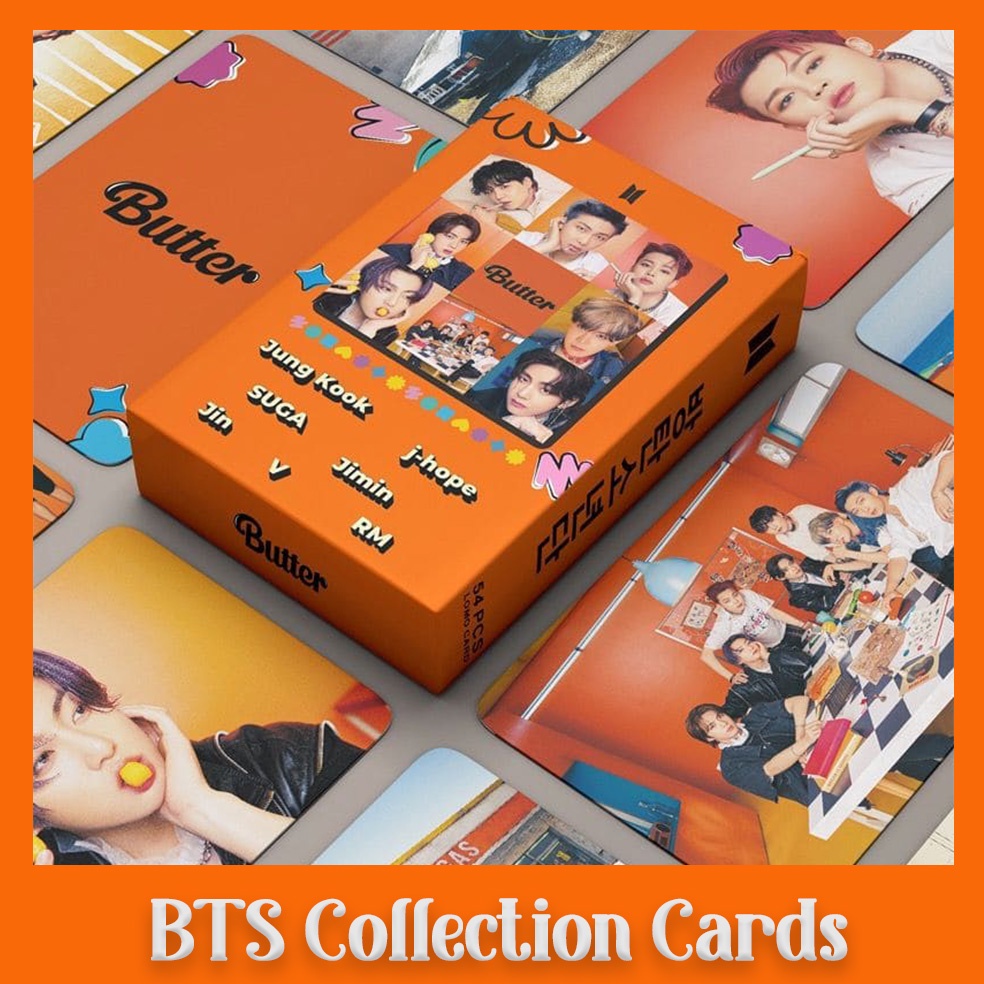 54pcs / Kotak Kartu Pos Lomo Kecil Desain BTS Butter Album Peach