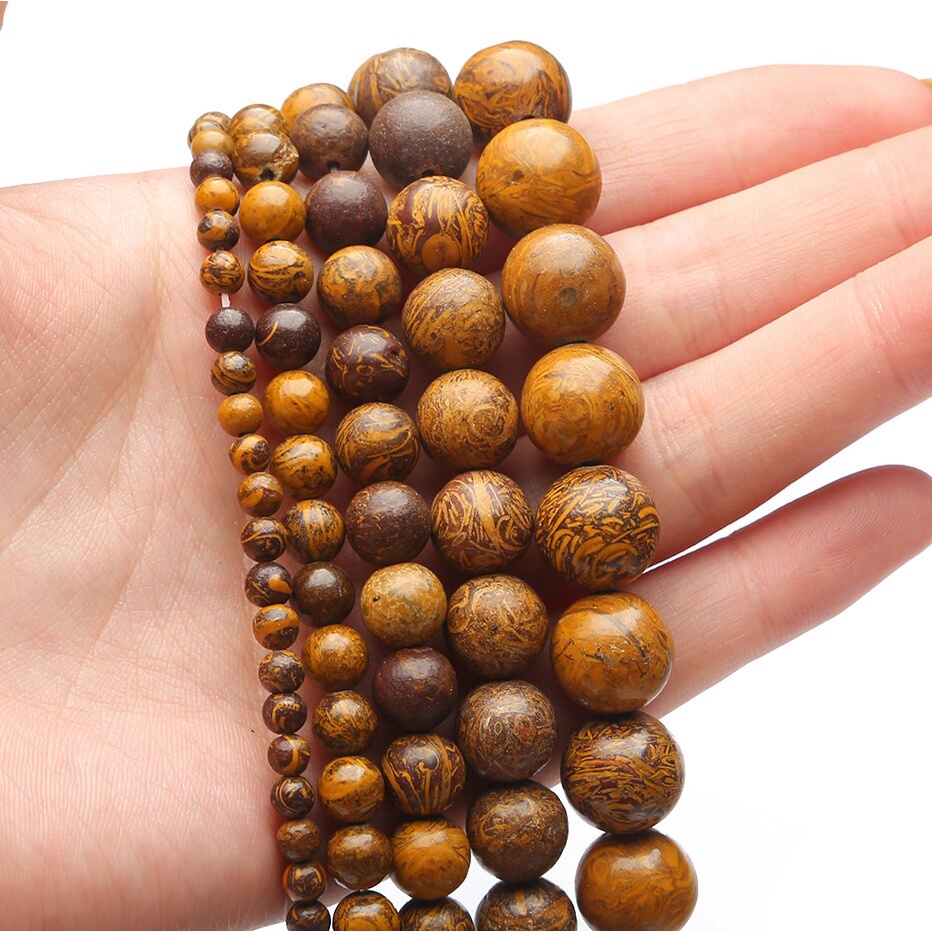 Hot Jual 32-89 pcs Natural Brown Rubber Stone Beads, Diameter 4/6/8/10/12mm, Diameter lubang sekitar 1mm, digunakan untuk Membuat Perhiasan DIY Strand