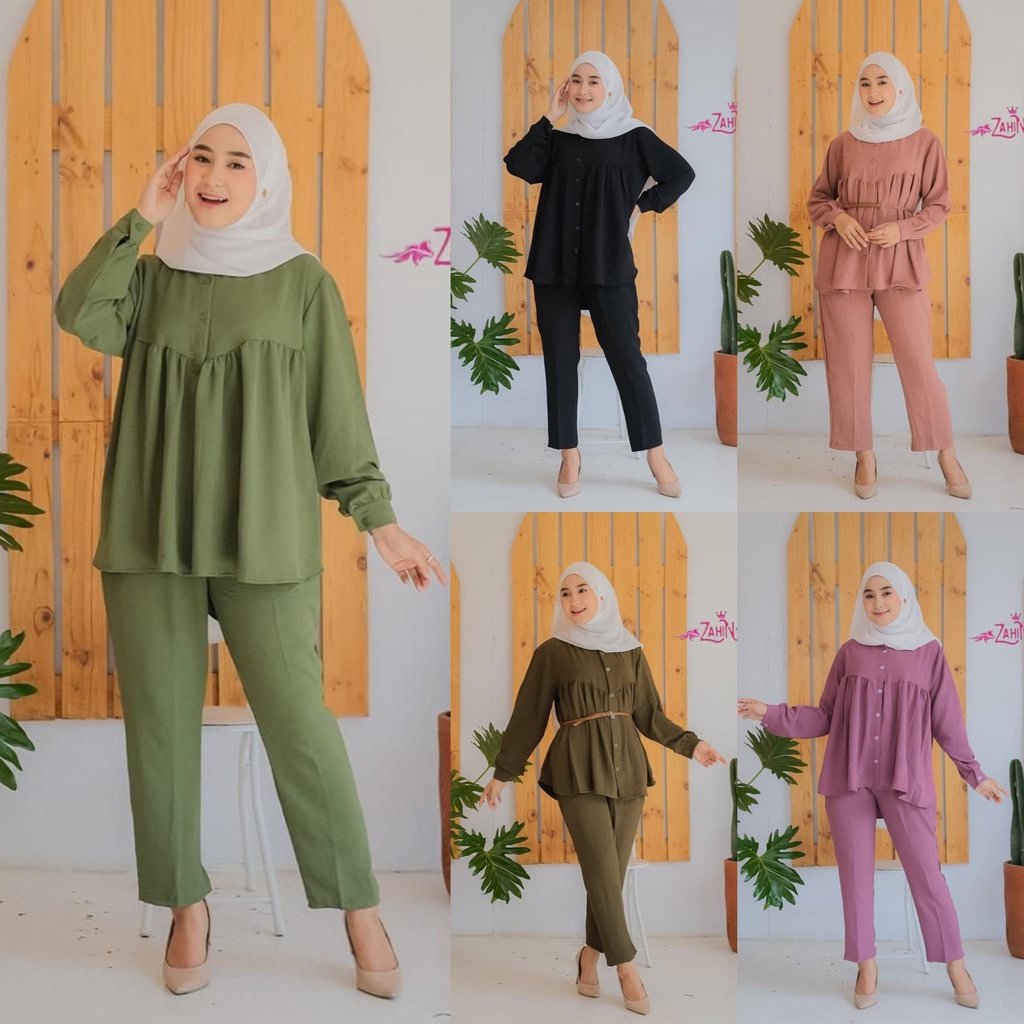 oneset zahin setelan liana sabrina fathia atasan celana stelan original berbagai model busana muslimah islami remaja wanita syari terbaru real pict kekinian ootd selebgram kuliah kantor