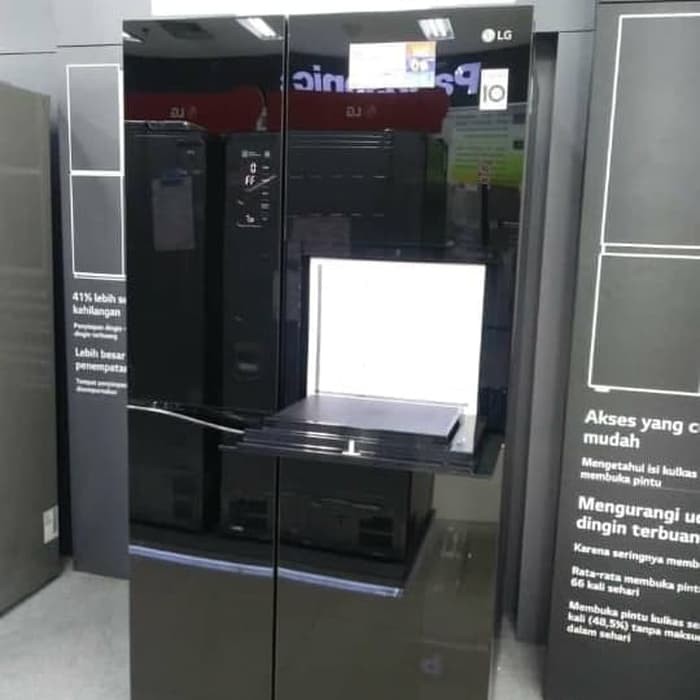 KULKAS LG GC-C247UGUV SIDE BY SIDE INVERTER BLACK GLASS ...