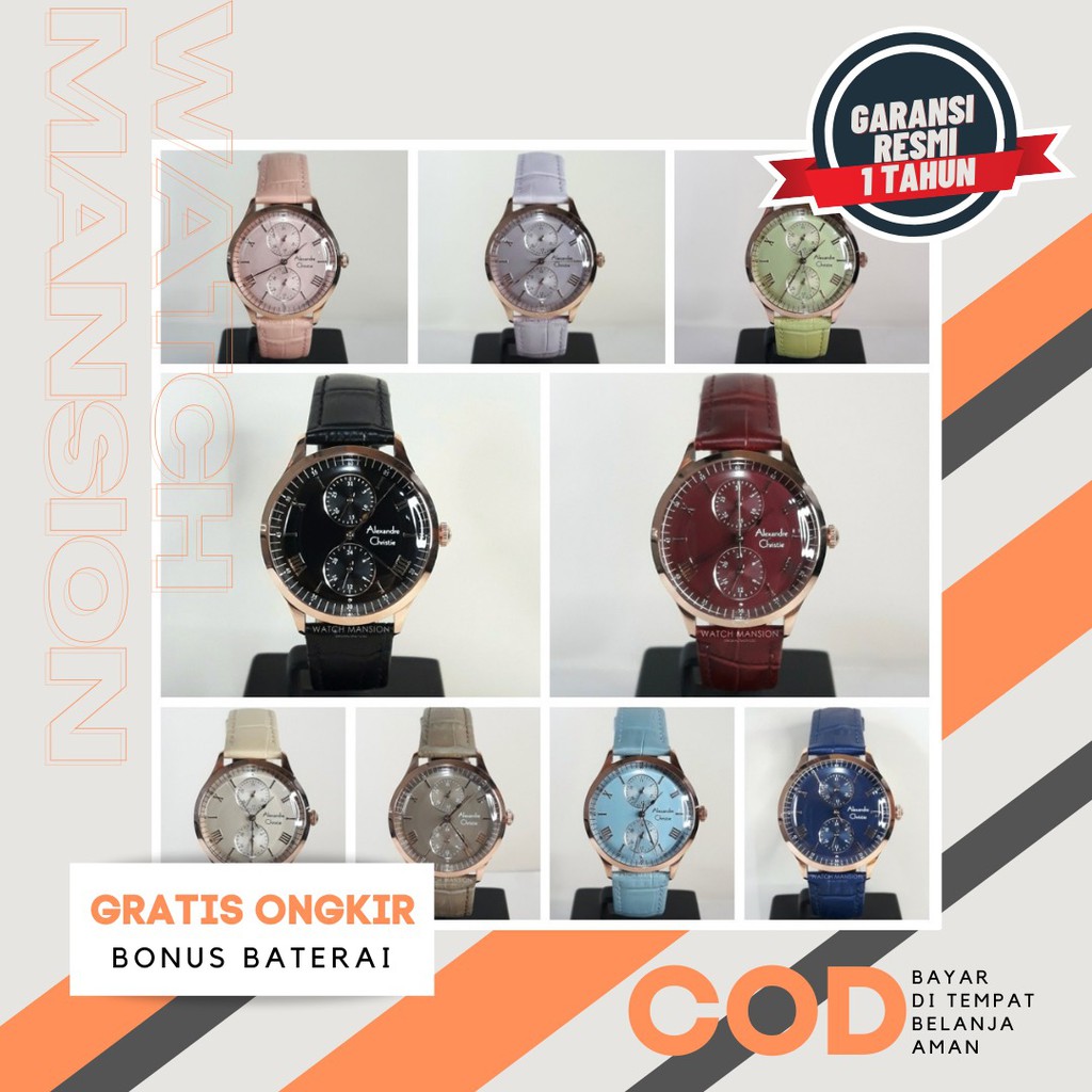 JAM TANGAN WANITA ALEXANDRE CHRISTIE 2943 AC2943 LEATHER STRAP ORIGINAL GARANSI 1 TAHUN