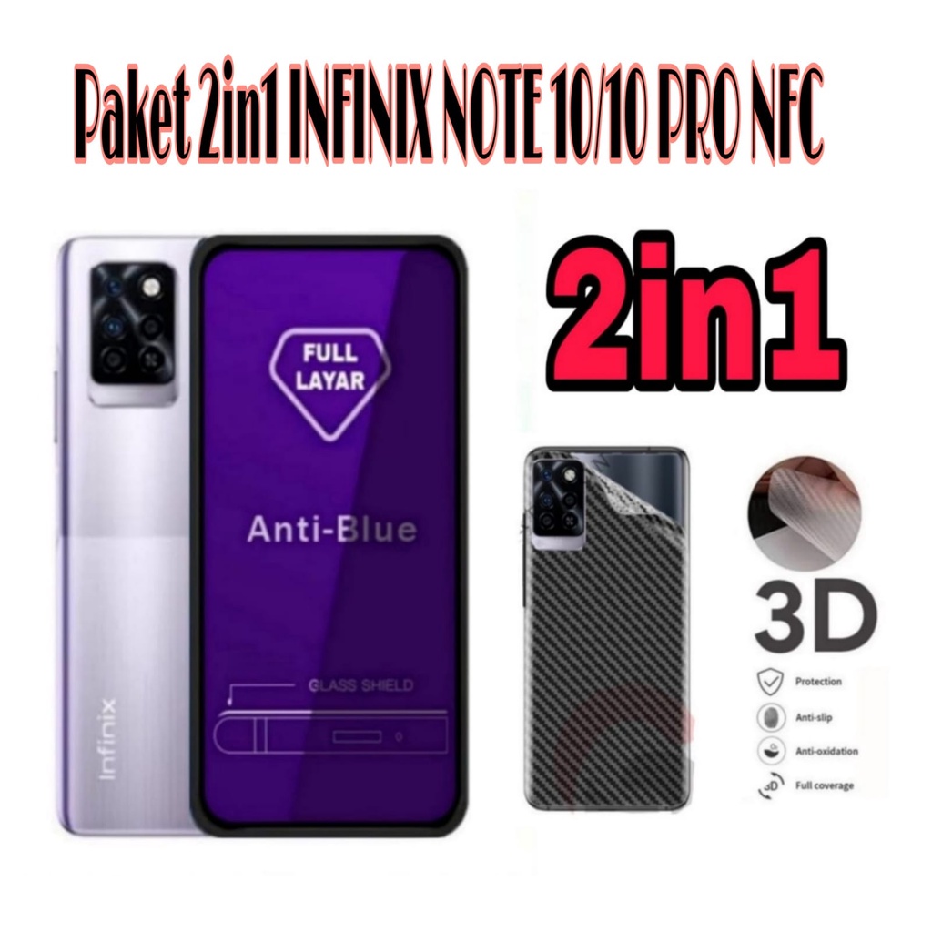 PROMO Tempered Glass Blue Light INFINIX NOTE 10 NOTE 10 PRO NFC Anti Radiasi Full Cover Garskin Anti Gores Kamera