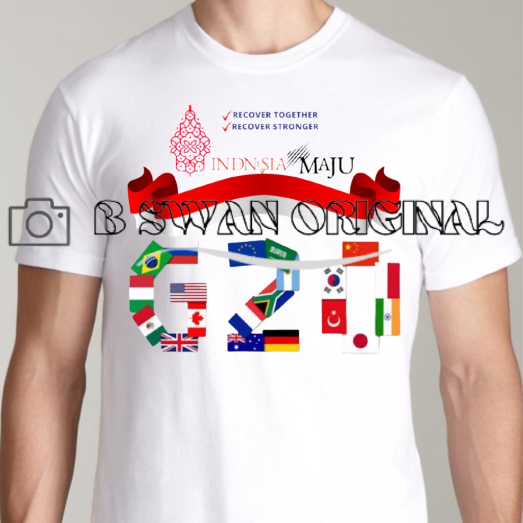 Baju Kaos Atasan Outfit Pakaian Dewasa Pria Wanita Cowok Cewek Anak Anak KTT G20 Bali Indonesia 2022