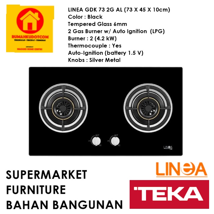 KOMPOR GAS TANAM 2 TUNGKU - KOMPOR TANAM GDK 732G AI - LINEA by TEKA