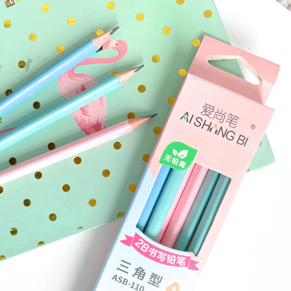 PENSIL 2B MURAH MODEL AISHING WARNA PASTEL PENSIL KAYU READY 3 VARIANT WARNA BIRU PINK TOSCA BISA GROSIR COD