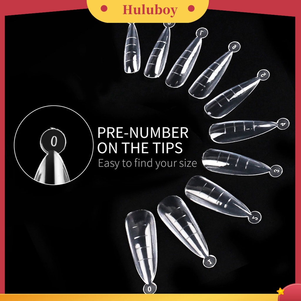 Huluboy Huluboy♡ 500pcs / Box Kuku Palsu Extension Bentuk Hati Transparan Seamless Untuk Manicure