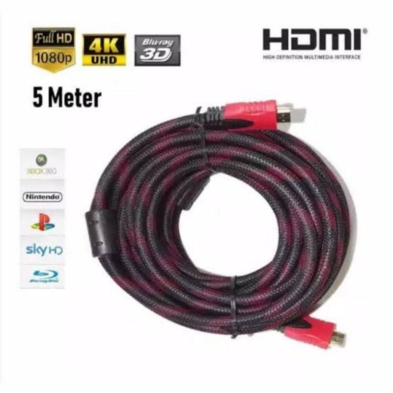 Kabel HDMI 5M 5 Meter Ver 1,4 Gold Plated Serat Jaring Berkualitas