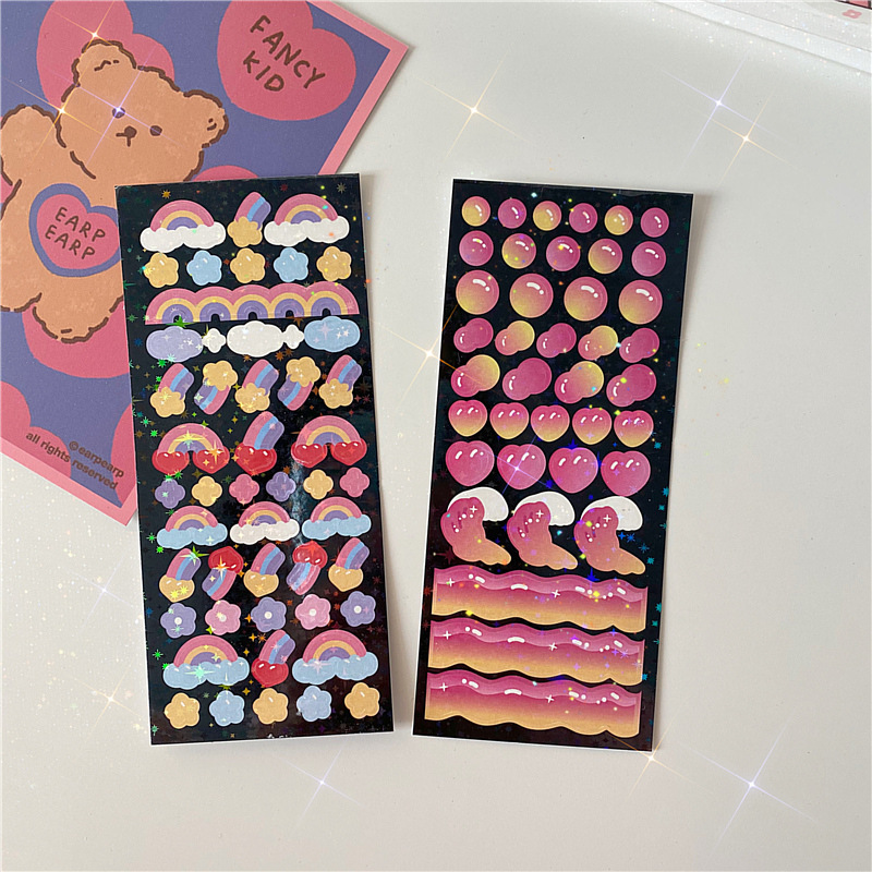 Stiker GaLiCiCi Stiker Hias Pelangi / Stiker Gelembung Berkilau DIY