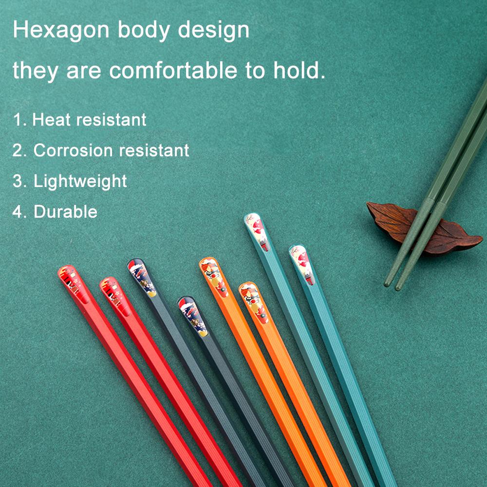 Solighter 5pasang Sumpit Fiberglass Peralatan Makan Yang Bermanfaat Desain Hexagon Non-Slip