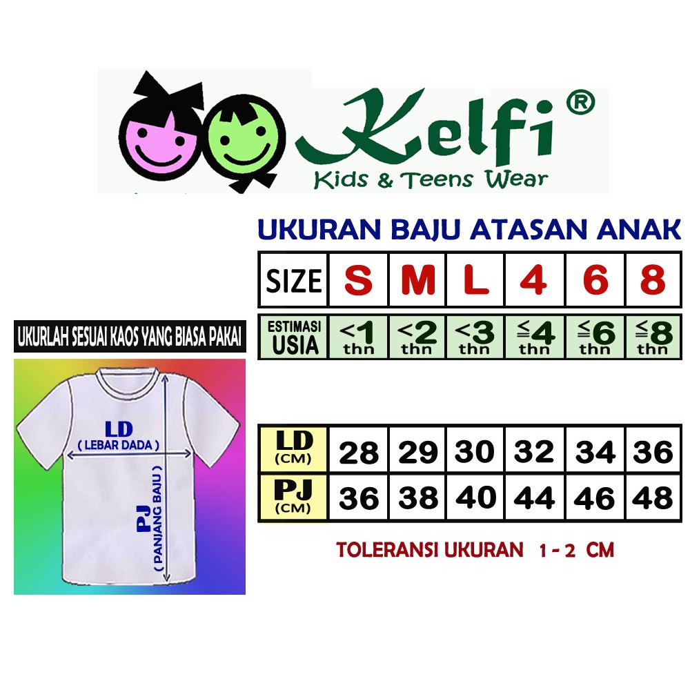 BAJU KAOS ANAK UNISEX  - COWOK / CEWEK =&gt; NEW COLOR