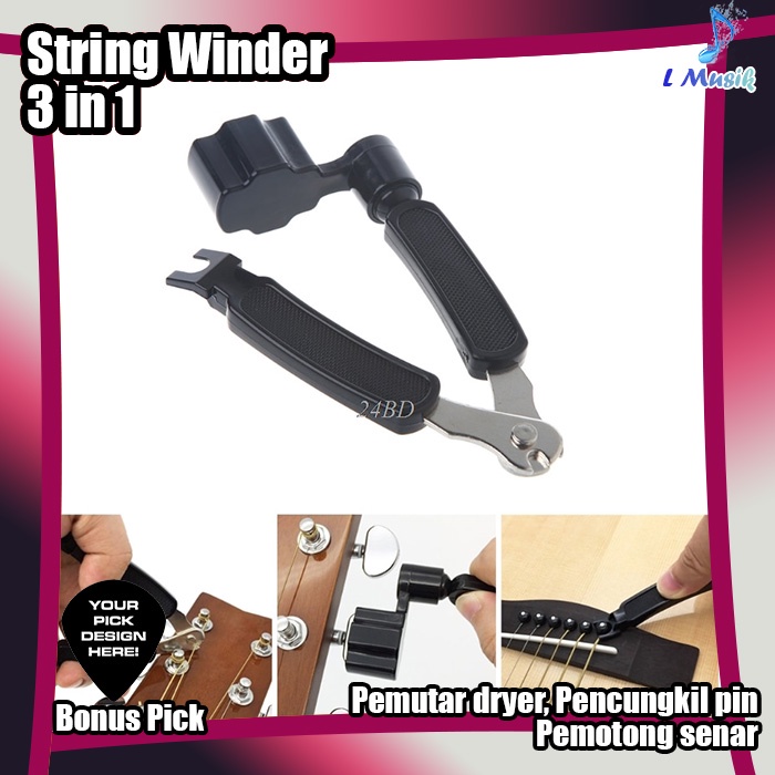 STRING WINDER Alat Pemutar Senar 3in1 String Winder Cutter Pin Puller Premium Import Quality