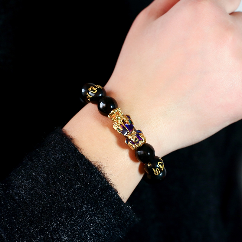 Unisex  Feng Shui Black Obsidian Beads Bracelet / Wealth and Good Luck Bracelet