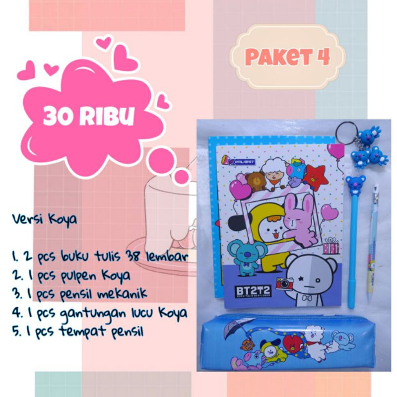 

[COD] Paket hemat bts bt21 murah kado unik lucu bts bt21 paket alat tulis bts bt21 murah