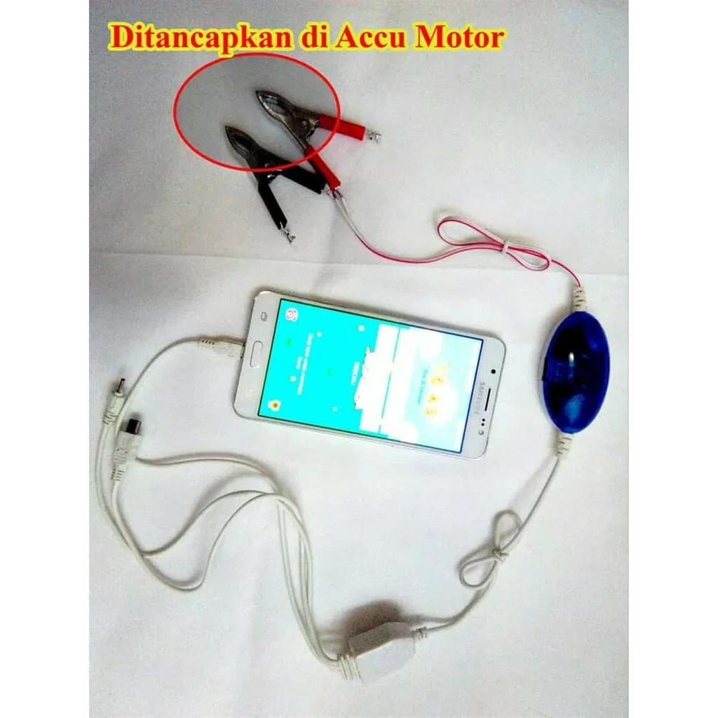 Cas HP Aki Motor Charger Aki Motor Cas HP Lewat Aki Motor USB Charger