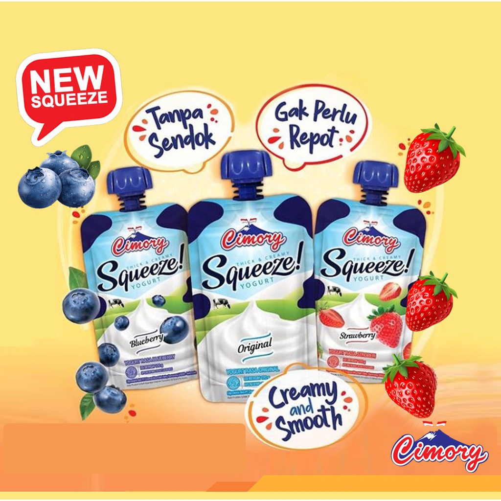 

CIMORY Squeeze Yoghurt 120gr - Original / Blueberry / Strawberry / Mangga