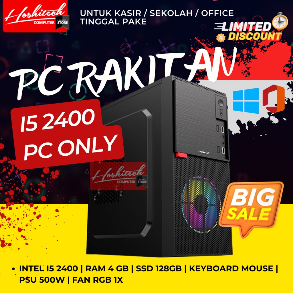 PC RAKITAN INTEL I5 MURAH RAM 4GB SSD128GB HD500GB MONITOR 19 INCH