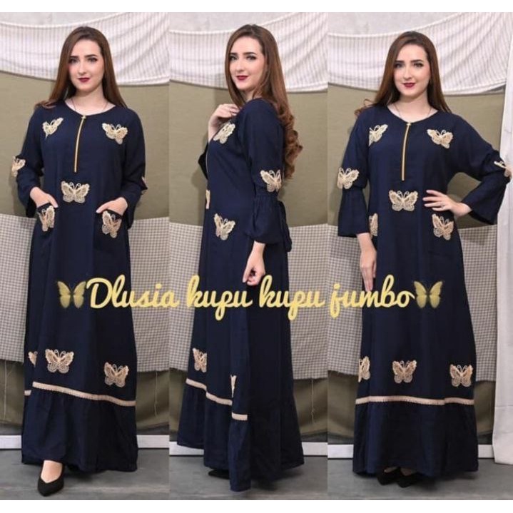 DASTER MAURA CAP | Gamis Wanita Jumbo Ld 110 Bahan Rayon Midi | daster kupu