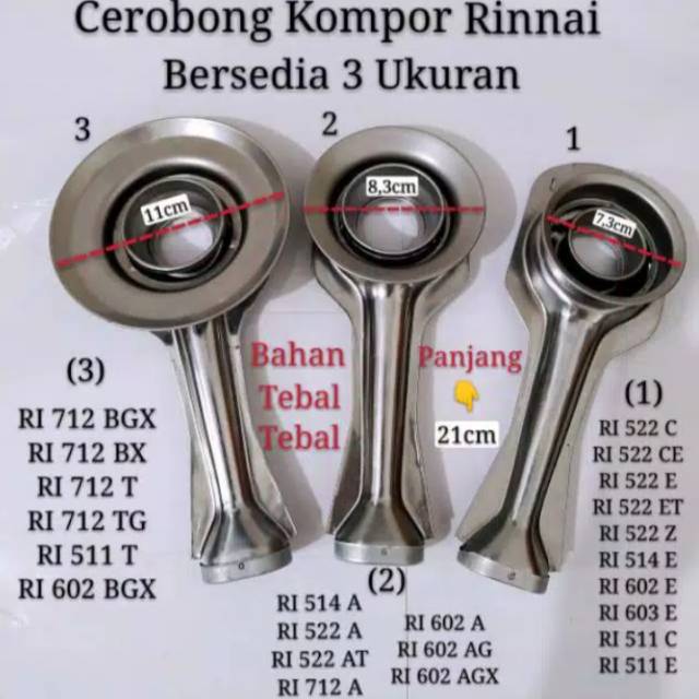 Cerobong corong cangklong kompor rinnai