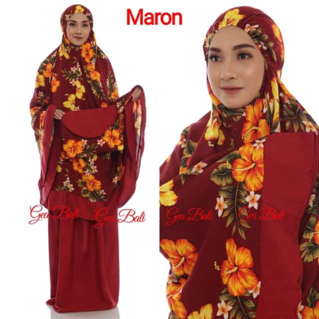 Mukena Bali motif bunga sepatu